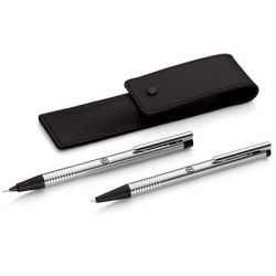 Set de deux stylos (bille et mine en bois) avec son étui en cuir collection Volkswagen